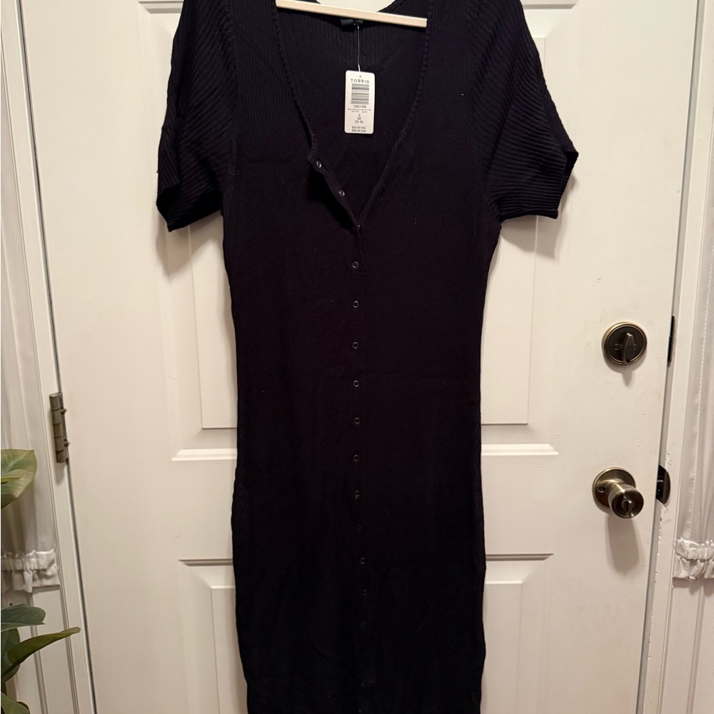 Torrid BodyCon Black Button-Down Dress